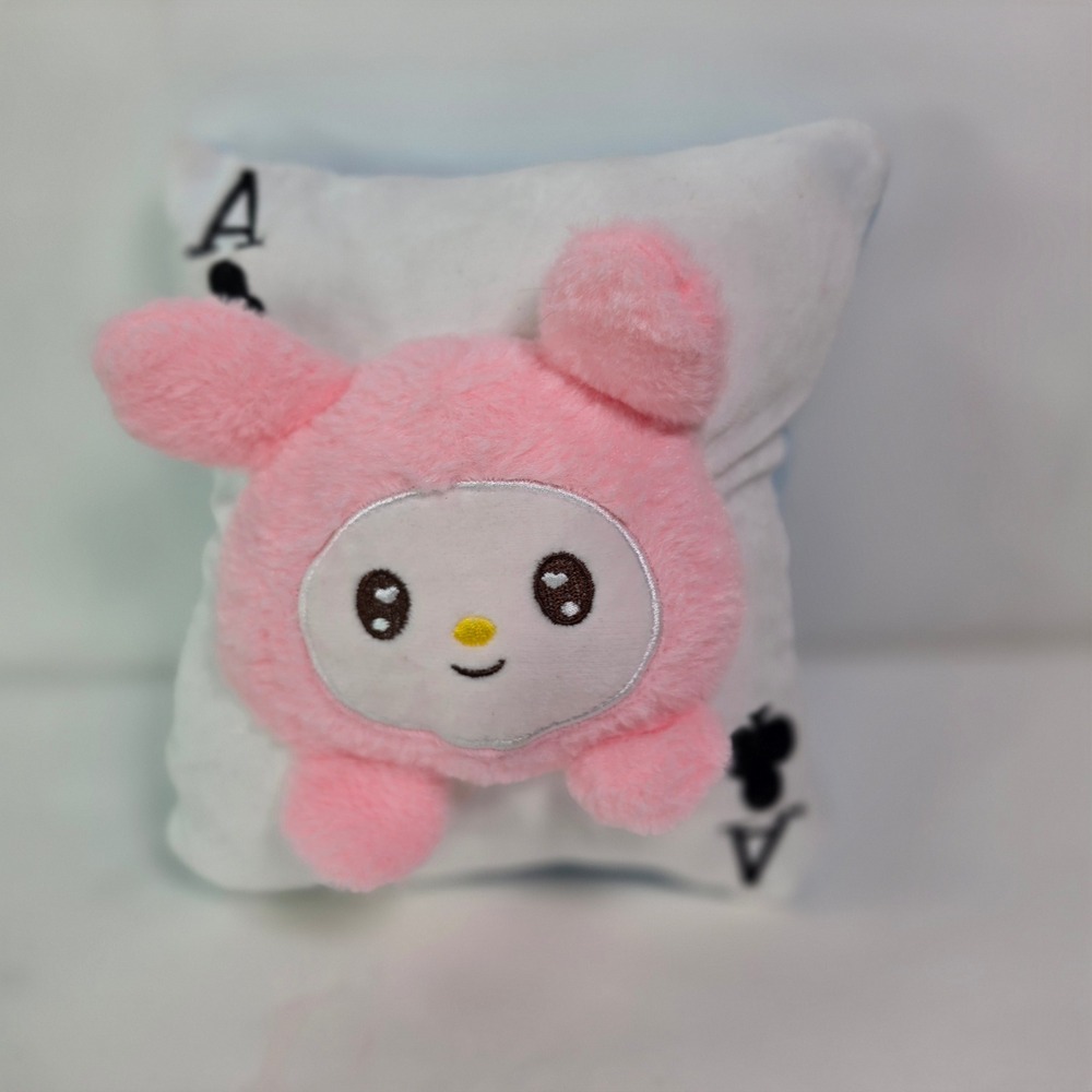 My Melody Playing Card Plush Pillow 7" Ace Of Clubs Pink Bunny Small Sanrio